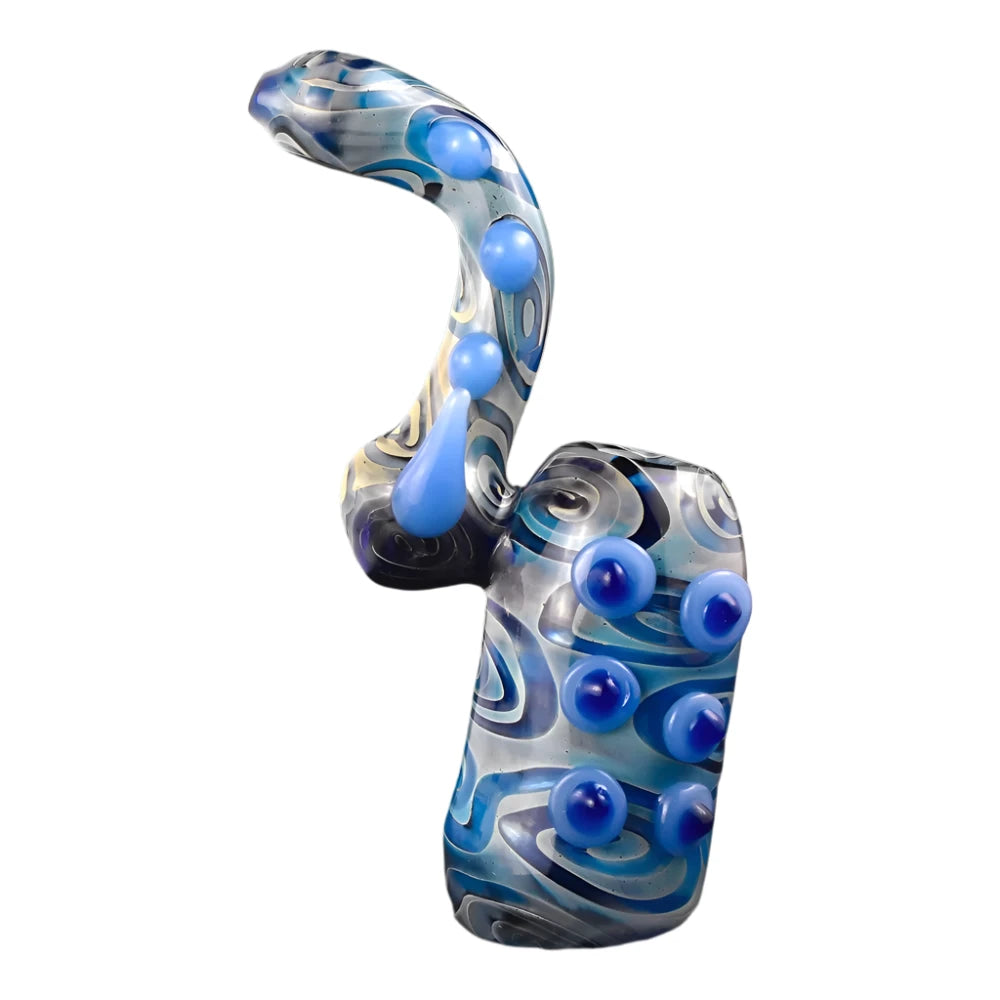 Horn Marble Bubbler Flat Mouth Hand Pipe