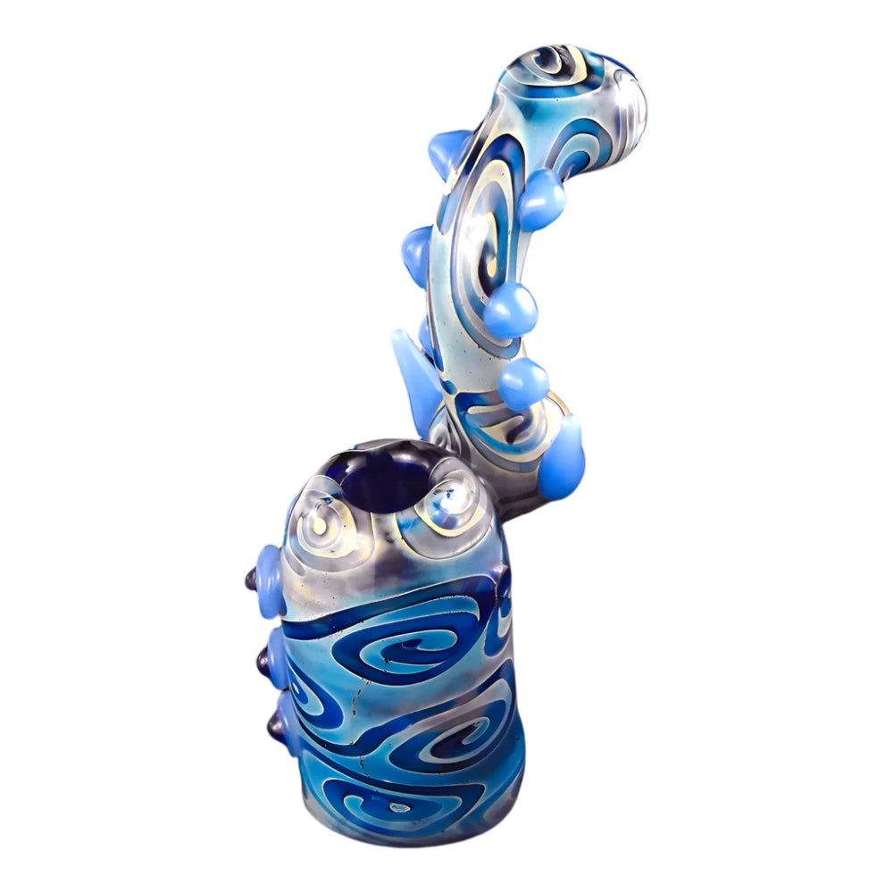 Horn Marble Bubbler Flat Mouth Hand Pipe