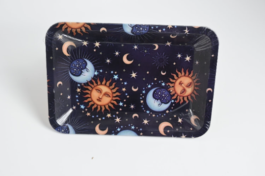 Sun Moon & Stars Astrology Metal Rolling Tray - Stoners Mall - Online Head shop - Gift shop