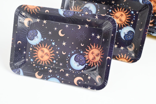 Sun Moon & Stars Astrology Metal Rolling Tray - Stoners Mall - Online Head shop - Gift shop