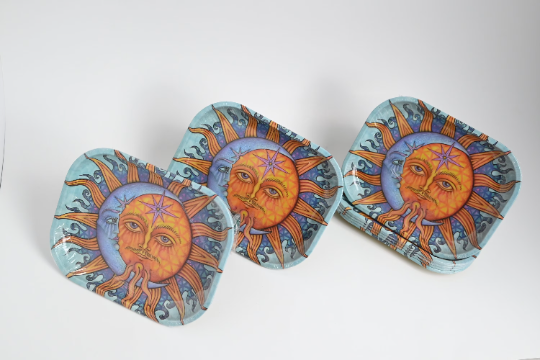 Sun and Moon Metal Rolling Tray (14x18cm) - Stoners Mall - Online Head shop - Gift shop