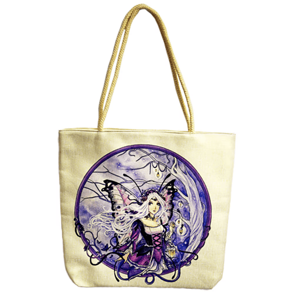 Fanciful Fairy Jute Rope-Handled Tote Bag | 17"x15"