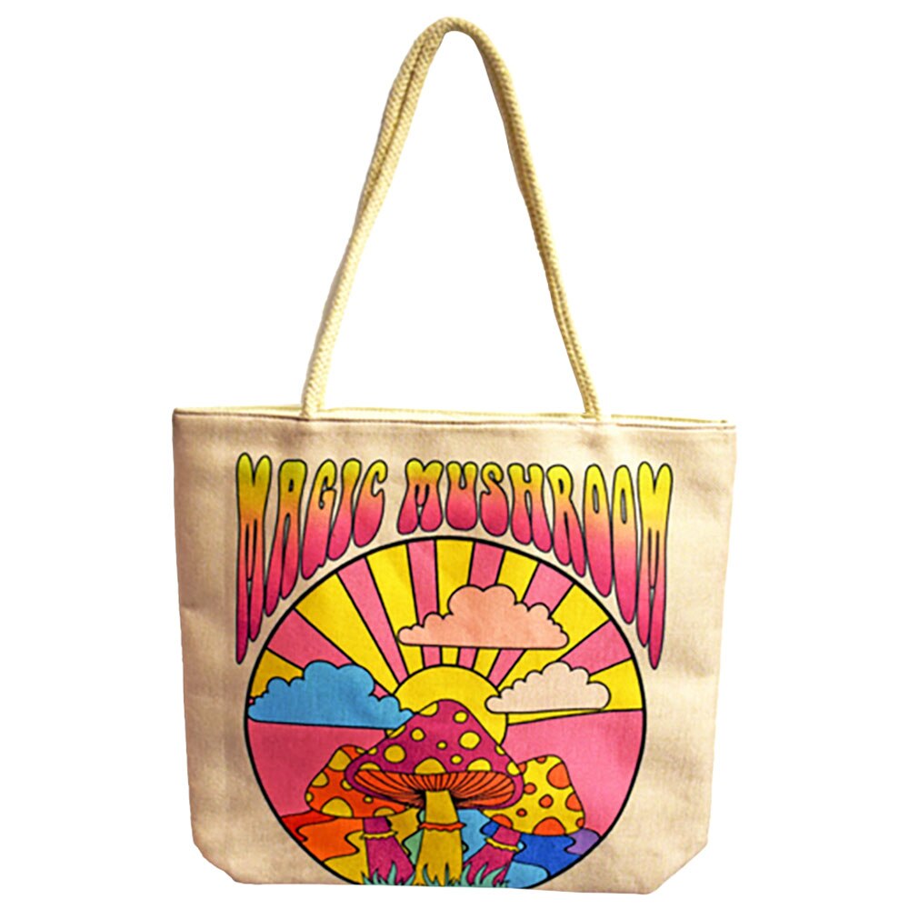 Magic Mushroom Jute Rope-Handled Tote Bag | 17"x15"