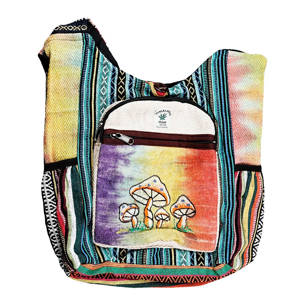 ThreadHeads Himalayan Hemp Tie Dye Mushroom Patchwork Shoulder Bag | 17"x15"