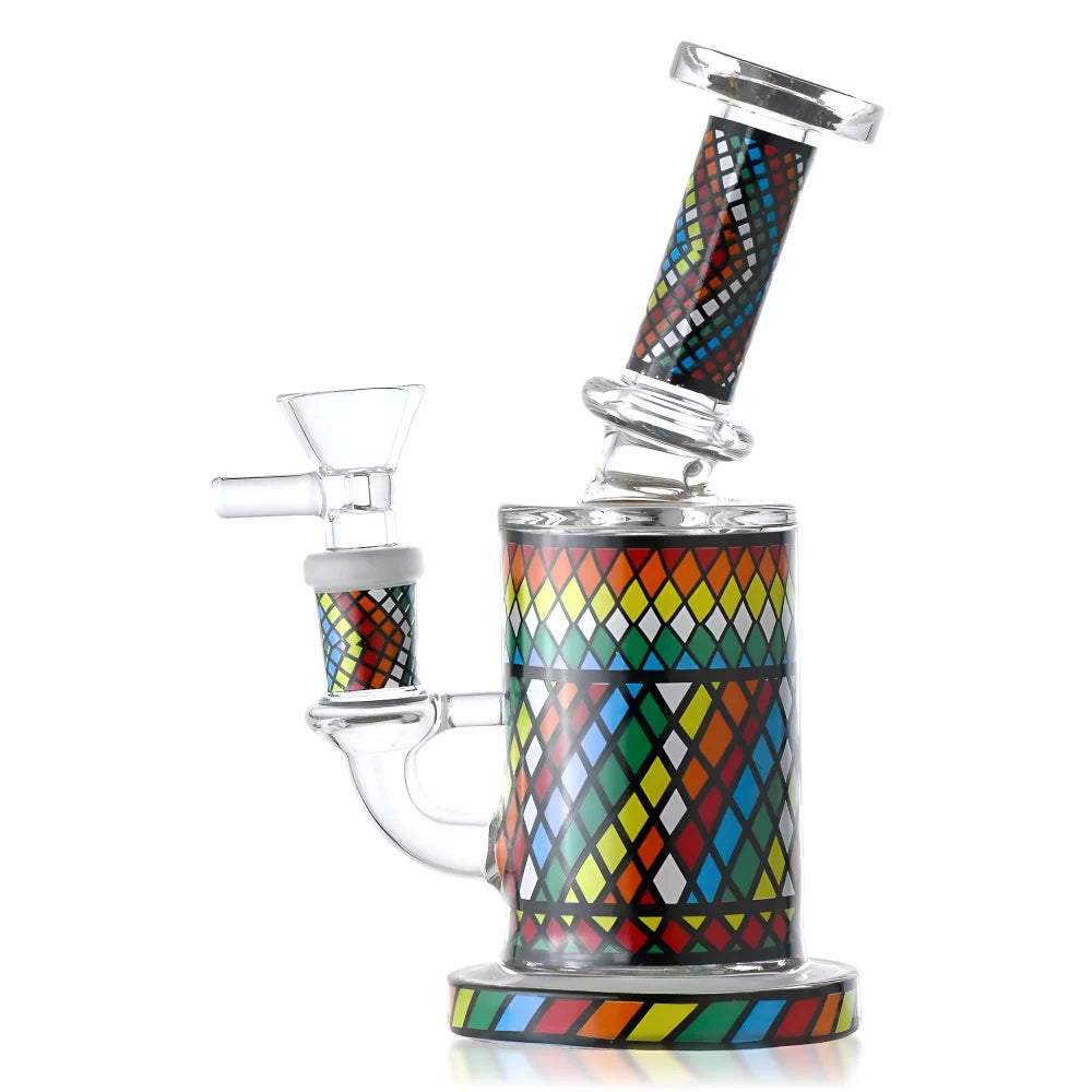 Vibrant Grid Pattern Matrix Perc Bong