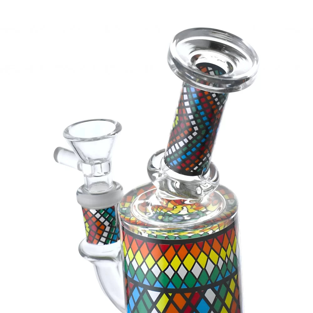 Vibrant Grid Pattern Matrix Perc Bong