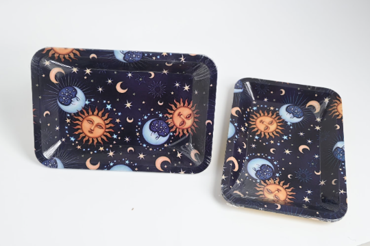 Sun Moon & Stars Astrology Metal Rolling Tray - Stoners Mall - Online Head shop - Gift shop 